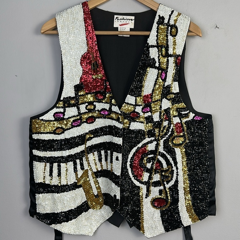 Vintage 1990’s Fashion Fantasy Jazzfest Musical Bedazzled Sequins Beaded Unisex - Picture 10 of 16